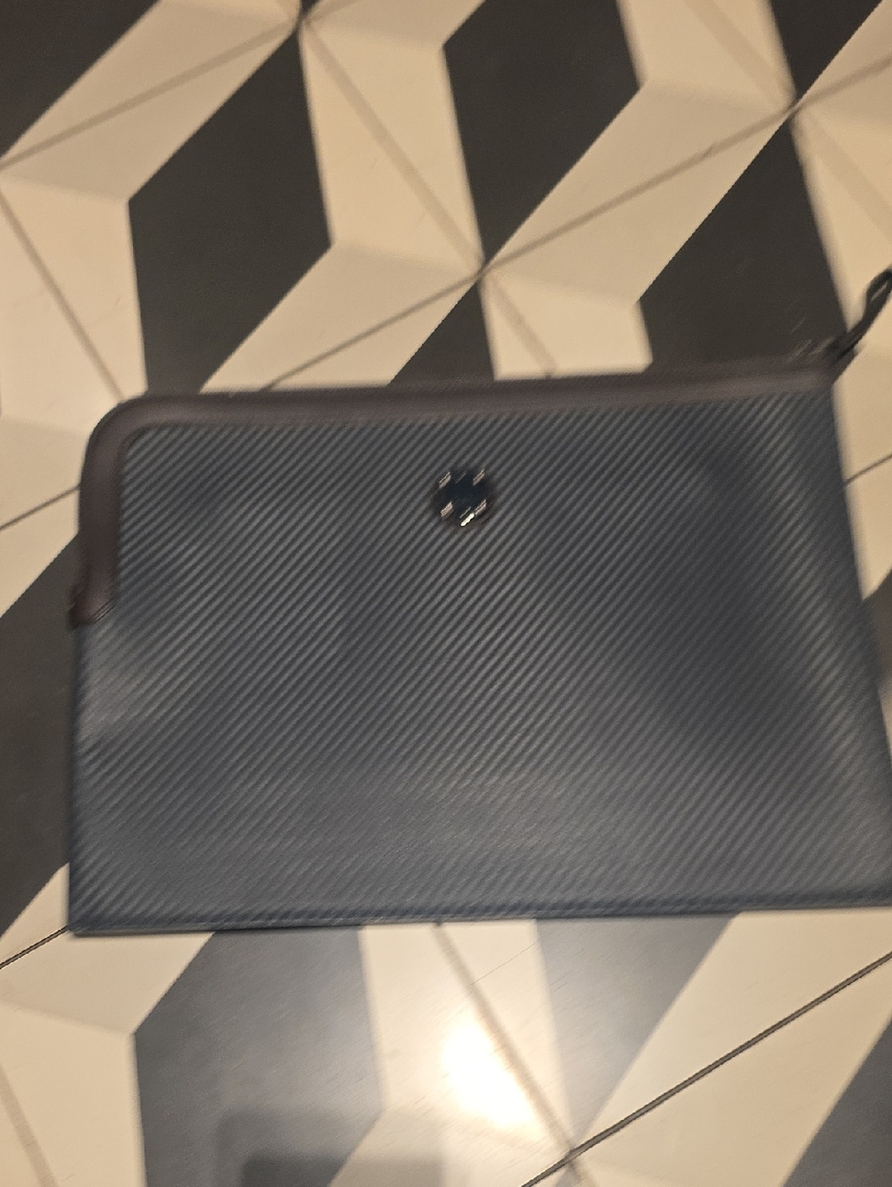 Dunhill Blue Men's Zip-Top Leather Portfolio